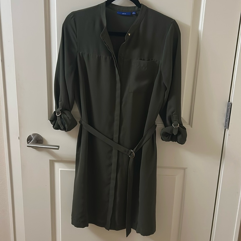 Green women’s button down dress